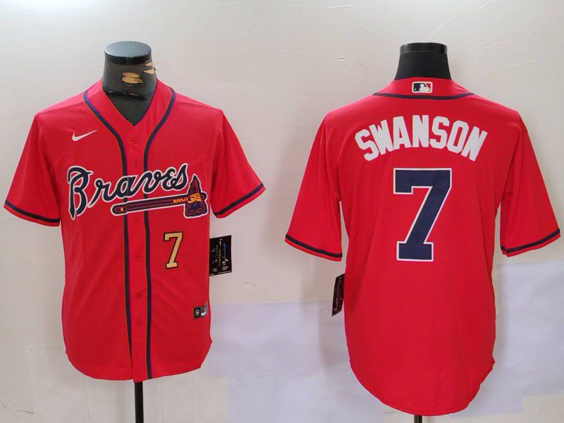 Men Atlanta Braves #7 Swanson Red Game 2024 Nike MLB Jersey style 9021->atlanta braves->MLB Jersey